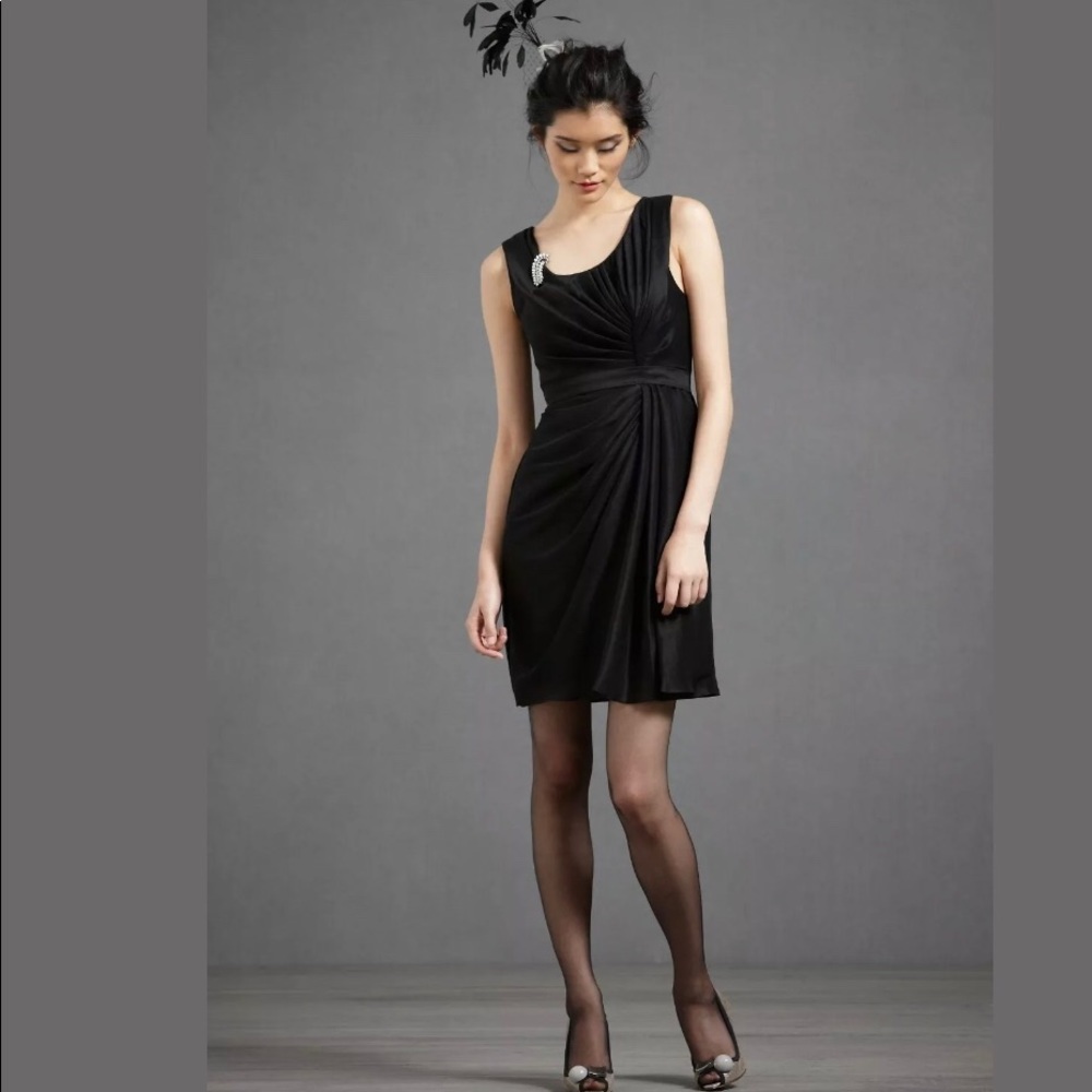 BLHDN Anthropologie Black Starburst Dress Silk